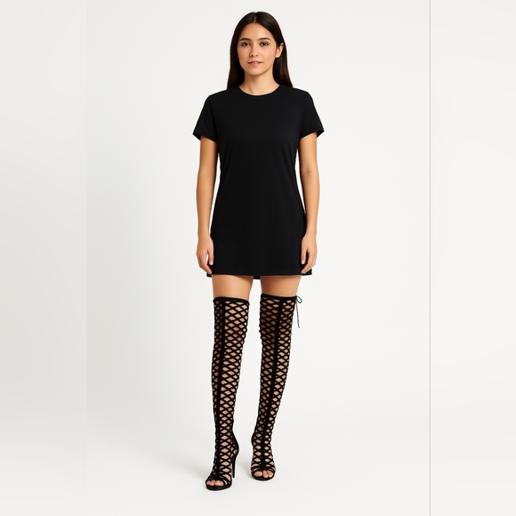 Steve Madden Black Caged Cut Out over the knee size 6M - Picture 1 of 10